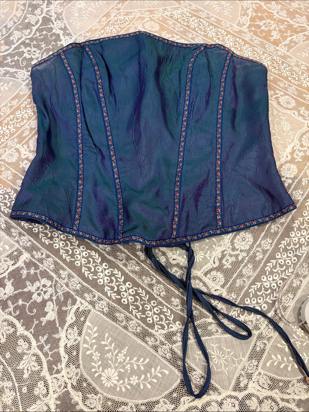 Women's Strapless Corset Top - Navy Blue